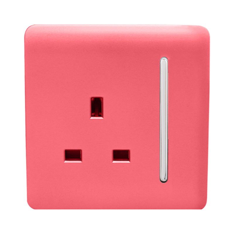 Trendi, Artistic Modern 1 Gang 13Amp Switched Socket Strawberry Finish, BRITISH MADE, (25mm Back Box Required), 5yrs Warranty • ART-SKT13SB