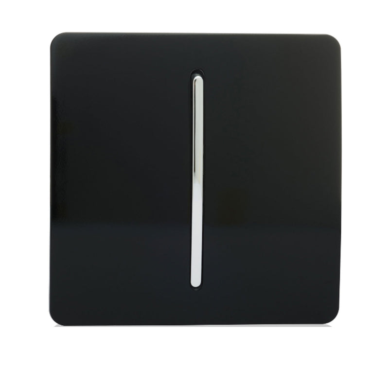 Trendi, Artistic Modern 1 Gang 3 Way Intermediate Gloss Black Finish, BRITISH MADE, (25mm Back Box Required), 5yrs Warranty • ART-SS9BK