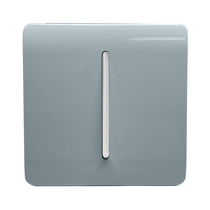 Trendi, Artistic Modern 1 Gang 2 Way 10 Amp Rocker Cool Grey Finish, BRITISH MADE, (25mm Back Box Required), 5yrs Warranty • ART-SS2CG