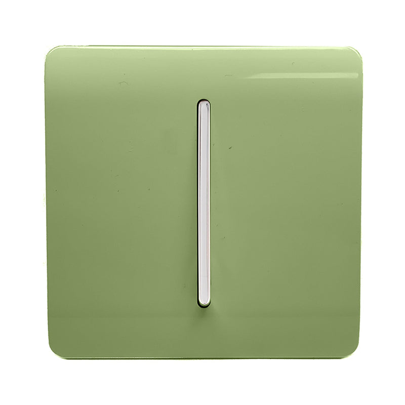 Trendi, Artistic Modern 1 Gang 3 Way Intermediate Moss Green Finish, BRITISH MADE, (25mm Back Box Required), 5yrs Warranty • ART-SS9MG