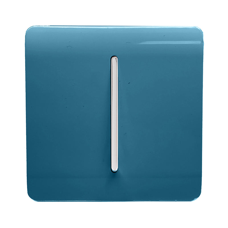 Trendi, Artistic Modern 1 Gang 3 Way Intermediate Ocean Blue Finish, BRITISH MADE, (25mm Back Box Required), 5yrs Warranty • ART-SS9OB