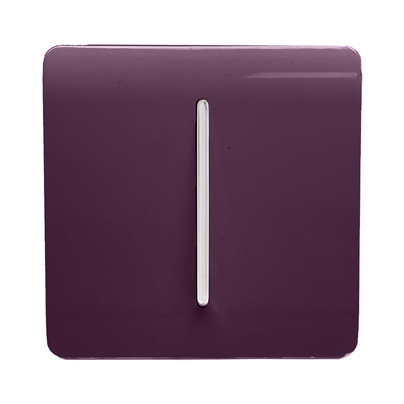 Trendi, Artistic Modern 1 Gang 2 Way 10 Amp Rocker Plum Finish, BRITISH MADE, (25mm Back Box Required), 5yrs Warranty • ART-SS2PL