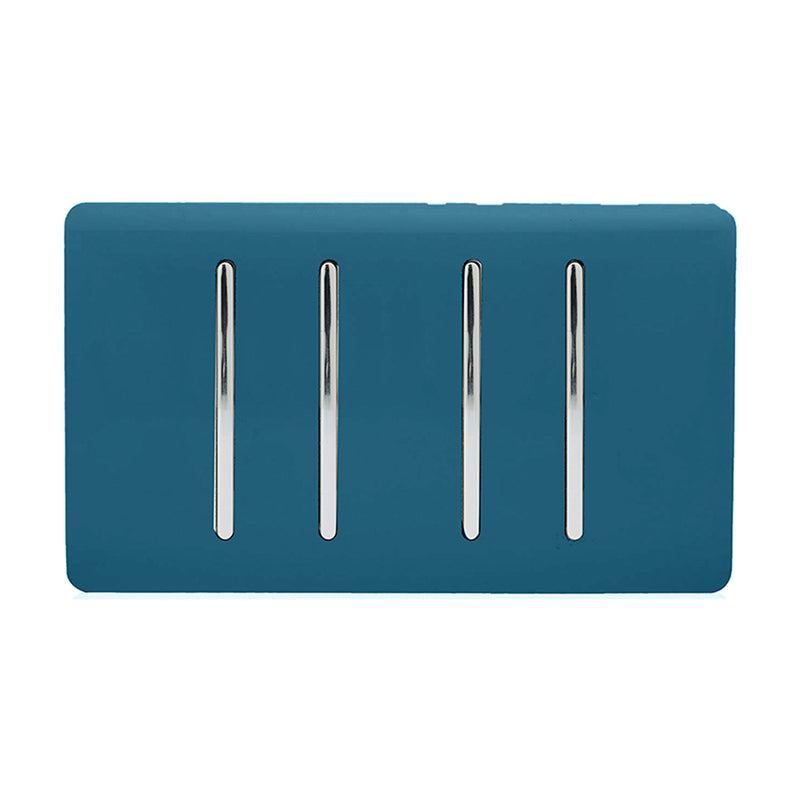 Trendi, Artistic Modern 4 Gang  (3x 2 Way 1x 3 Way Intermediate Twin Plate) Midnight Blue Finish, BRITISH MADE, (25mm Back Box Required) 5yrs Warranty • ART-SS2229MD