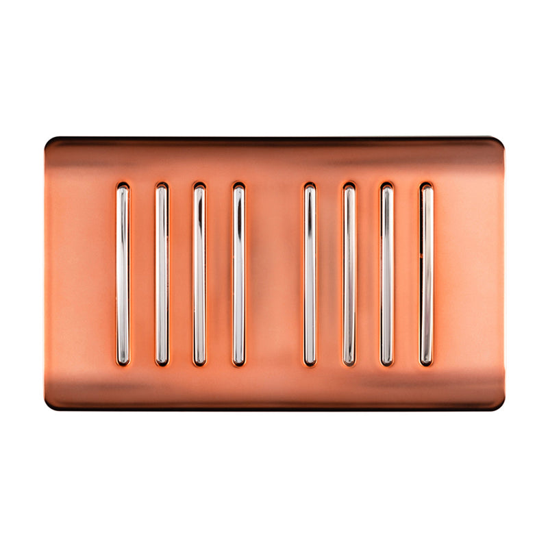Trendi, Artistic Modern 8 Gang 2 Way 10 Amp Rocker Twin Plate Copper Finish, BRITISH MADE, (35mm Back Box Required), 5yrs Warranty • ART-SS88CPR
