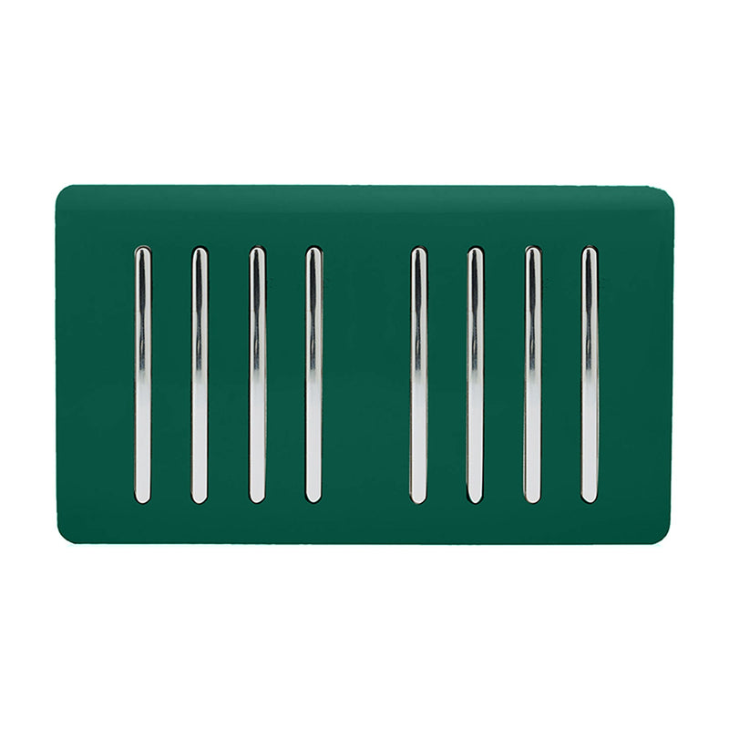 Trendi, Artistic Modern 8 Gang 2 Way 10 Amp Rocker Twin Plate Dark Green Finish, BRITISH MADE, (35mm Back Box Required), 5yrs Warranty • ART-SS88DG