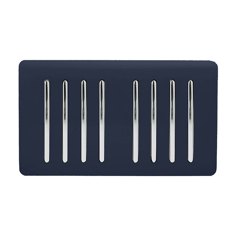 Trendi, Artistic Modern 8 Gang 2 Way 10 Amp Rocker Twin Plate Navy Blue Finish, BRITISH MADE, (35mm Back Box Required), 5yrs Warranty • ART-SS88NV