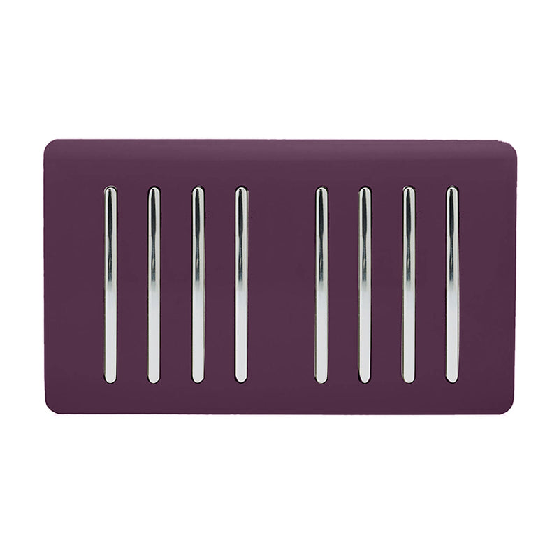 Trendi, Artistic Modern 8 Gang 2 Way 10 Amp Rocker Twin Plate Plum Finish, BRITISH MADE, (35mm Back Box Required), 5yrs Warranty • ART-SS88PL