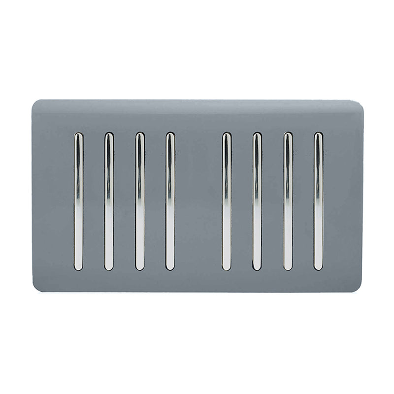 Trendi, Artistic Modern 8 Gang 2 Way 10 Amp Rocker Twin Plate Warm Grey Finish, BRITISH MADE, (35mm Back Box Required), 5yrs Warranty • ART-SS88WG