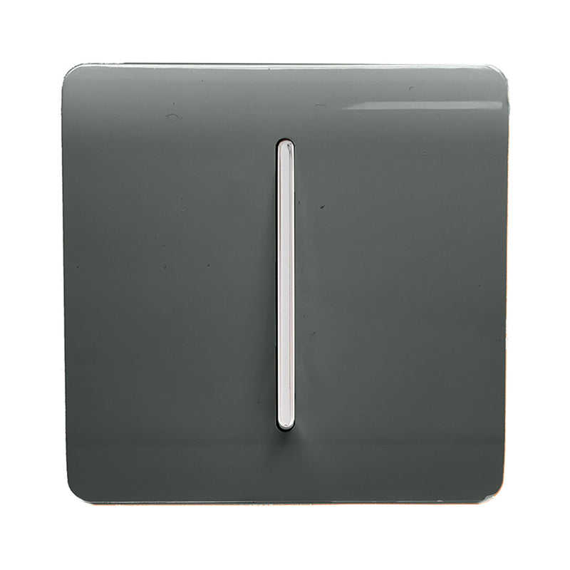 Trendi, Artistic Modern 1 Gang Retractive Home Auto.Switch Charcoal Finish, BRITISH MADE, (25mm Back Box Required), 5yrs Warranty • ART-SSR1CH