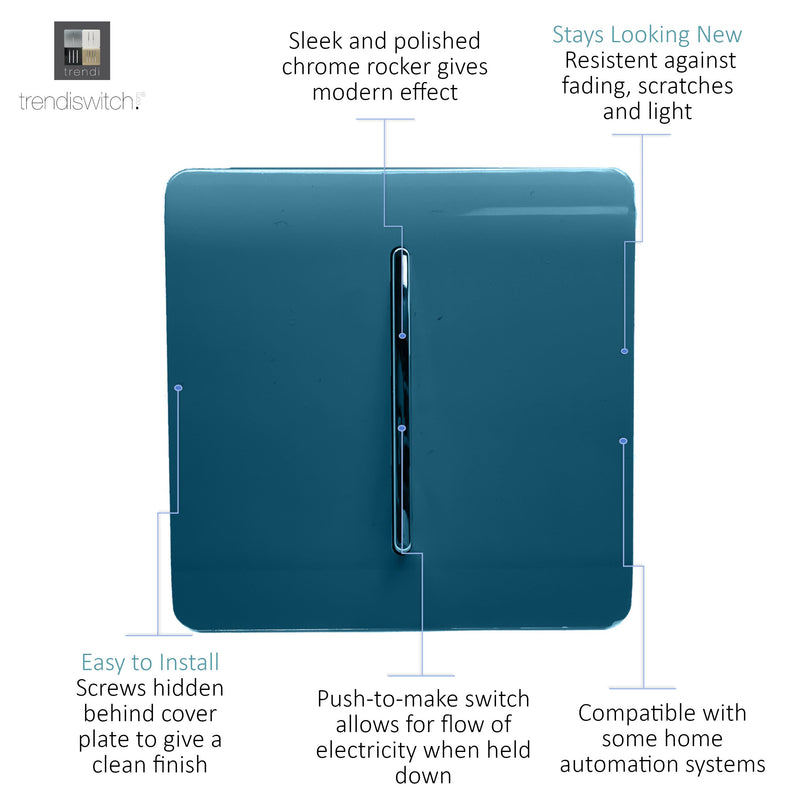 Trendi, Artistic Modern 1 Gang Doorbell Midnight Blue Finish, BRITISH MADE, (25mm Back Box Required), 5yrs Warranty • ART-DBMD