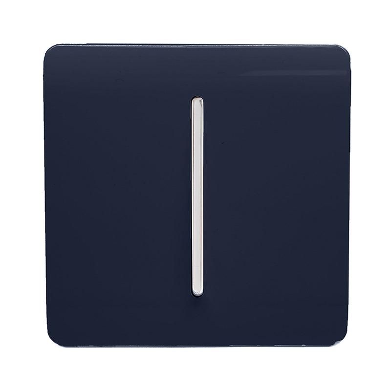 Trendi, Artistic Modern 1 Gang Retractive Home Auto.Switch Navy Blue Finish, BRITISH MADE, (25mm Back Box Required), 5yrs Warranty • ART-SSR1NV