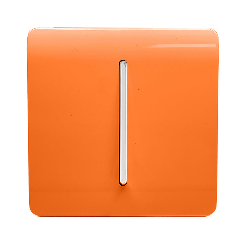 Trendi, Artistic Modern 1 Gang Retractive Home Auto.Switch Orange Finish, BRITISH MADE, (25mm Back Box Required), 5yrs Warranty • ART-SSR1OR