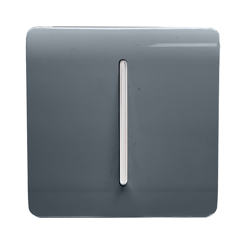 Trendi, Artistic Modern 1 Gang Retractive Home Auto.Switch Warm Grey Finish, BRITISH MADE, (25mm Back Box Required), 5yrs Warranty • ART-SSR1WG