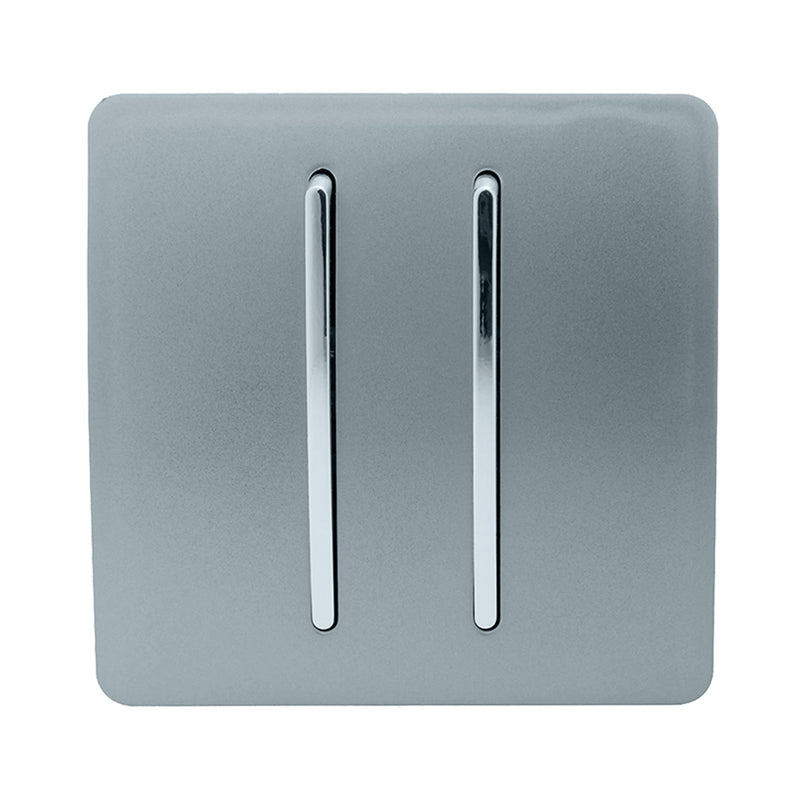 Trendi, Artistic Modern 2 Gang Doorbell Cool Grey Finish, BRITISH MADE, (25mm Back Box Required), 5yrs Warranty • ART-2DBCG