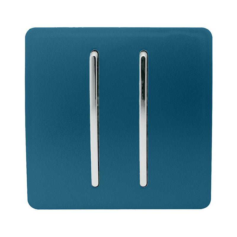 Trendi, Artistic Modern 2 Gang Doorbell Midnight Blue Finish, BRITISH MADE, (25mm Back Box Required), 5yrs Warranty • ART-2DBMD