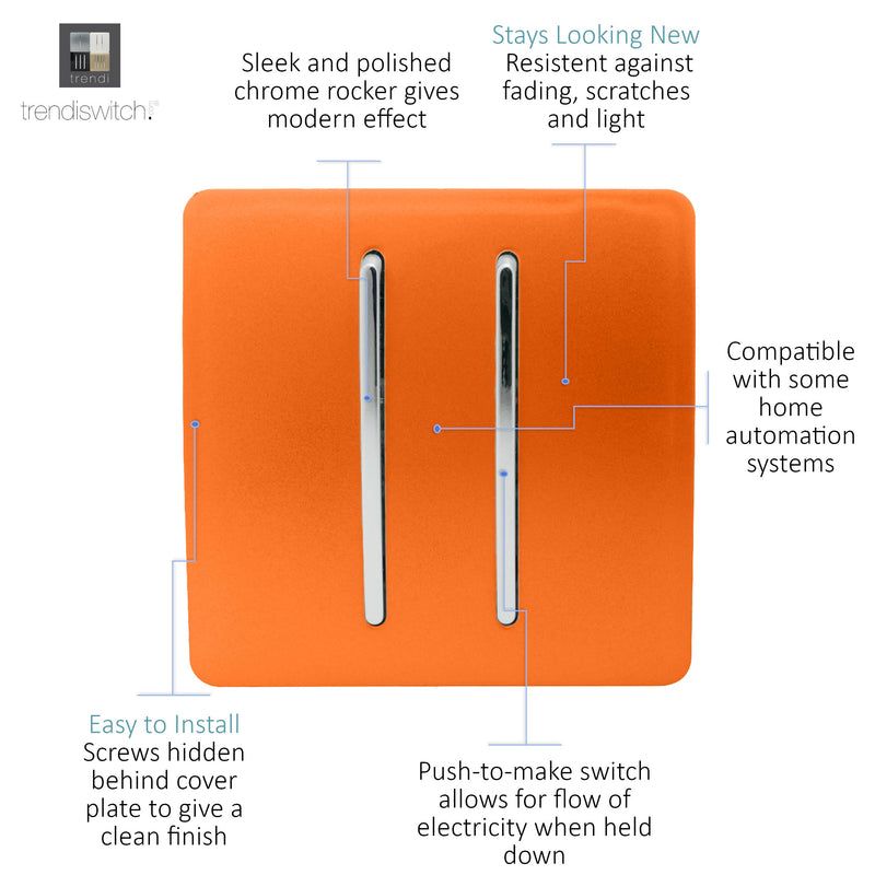 Trendi, Artistic Modern 2 Gang Doorbell Orange Finish, BRITISH MADE, (25mm Back Box Required), 5yrs Warranty • ART-2DBOR