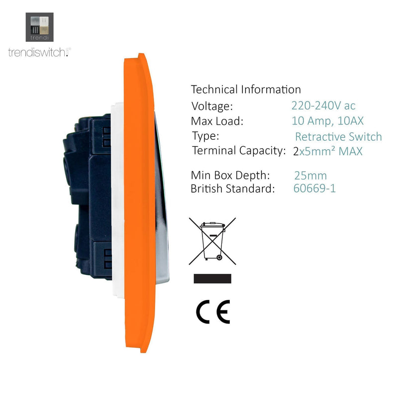 Trendi, Artistic Modern 2 Gang Doorbell Orange Finish, BRITISH MADE, (25mm Back Box Required), 5yrs Warranty • ART-2DBOR