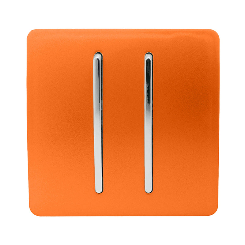 Trendi, Artistic Modern 2 Gang Doorbell Orange Finish, BRITISH MADE, (25mm Back Box Required), 5yrs Warranty • ART-2DBOR
