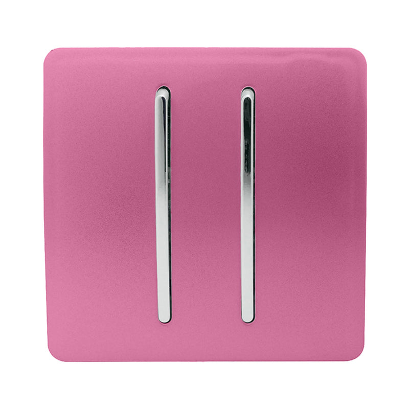 Trendi, Artistic Modern 2 Gang Doorbell Pink Finish, BRITISH MADE, (25mm Back Box Required), 5yrs Warranty • ART-2DBPK