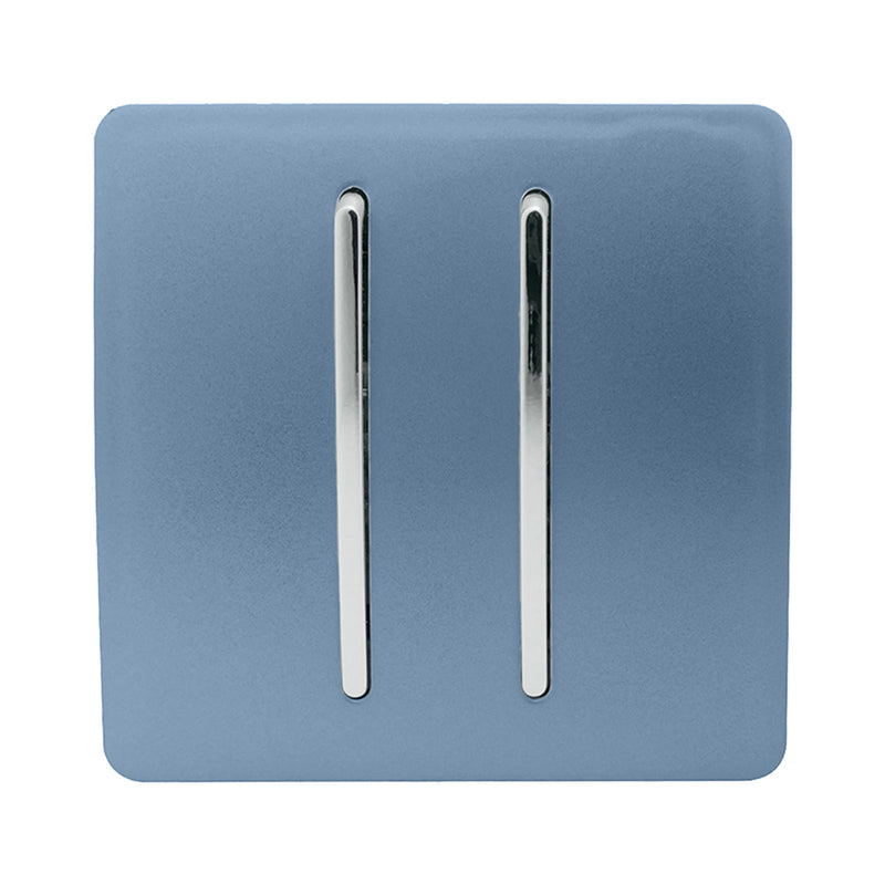 Trendi, Artistic Modern 2 Gang Doorbell Sky Finish, BRITISH MADE, (25mm Back Box Required), 5yrs Warranty • ART-2DBSK