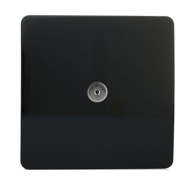 Trendi, Artistic Modern TV Co-Axial 1 Gang Gloss Black Finish, BRITISH MADE, (25mm Back Box Required), 5yrs Warranty • ART-TVSBK