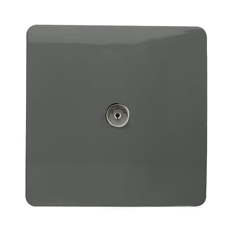 Trendi, Artistic Modern TV Co-Axial 1 Gang Charcoal Finish, BRITISH MADE, (25mm Back Box Required), 5yrs Warranty • ART-TVSCH