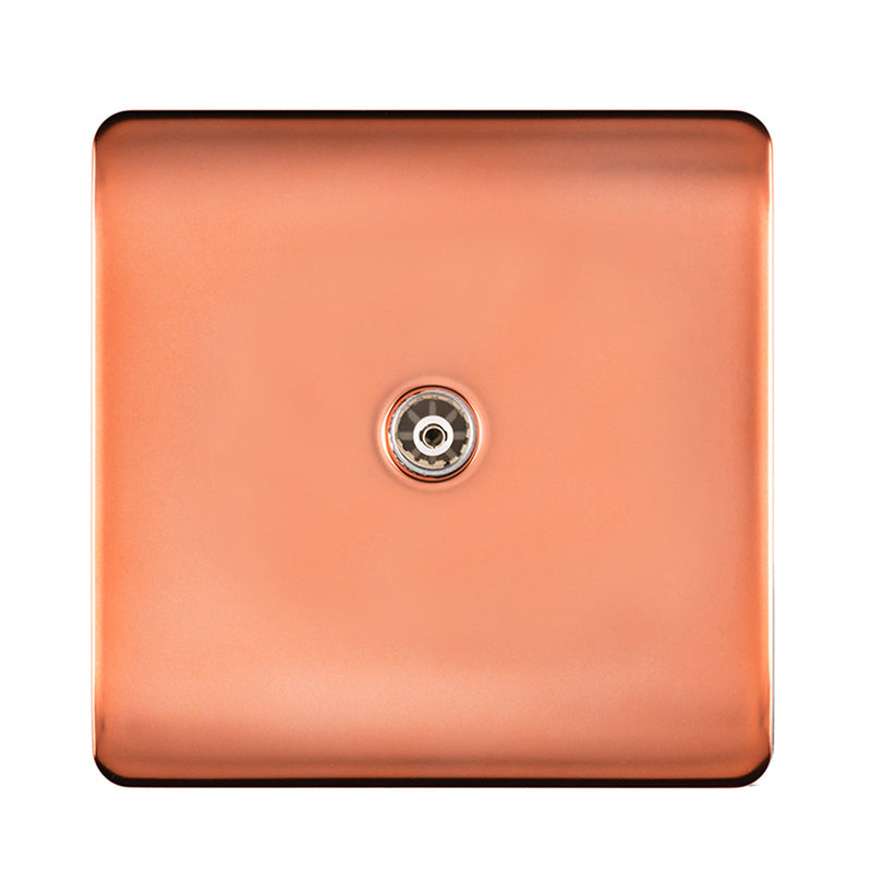 Trendi, Artistic Modern TV Co-Axial 1 Gang Copper Finish, BRITISH MADE, (25mm Back Box Required), 5yrs Warranty • ART-TVSCPR