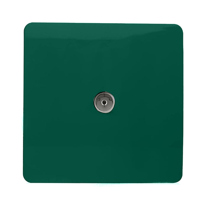 Trendi, Artistic Modern TV Co-Axial 1 Gang Dark Green Finish, BRITISH MADE, (25mm Back Box Required), 5yrs Warranty • ART-TVSDG