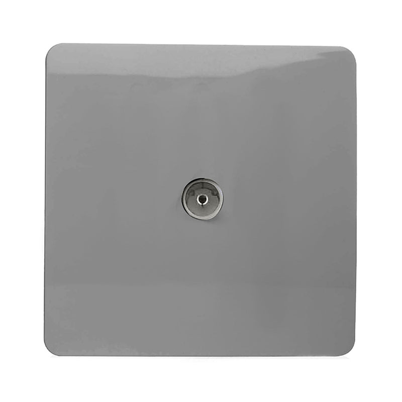 Trendi, Artistic Modern TV Co-Axial 1 Gang Light Grey Finish, BRITISH MADE, (25mm Back Box Required), 5yrs Warranty • ART-TVSLG
