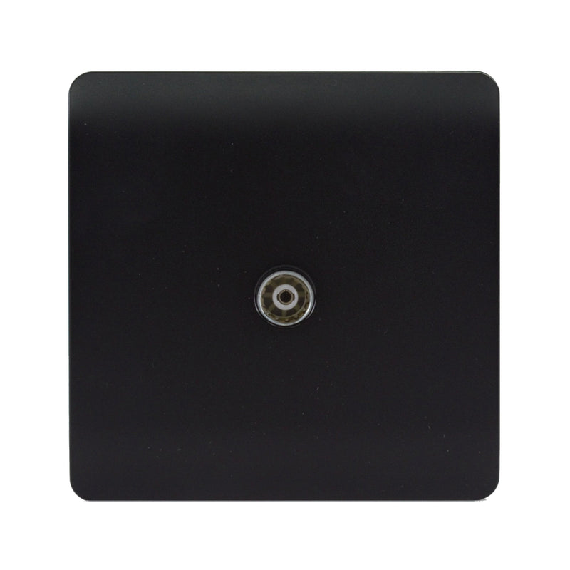 Trendi, Artistic Modern TV Co-Axial 1 Gang Matt Black Finish, BRITISH MADE, (25mm Back Box Required), 5yrs Warranty • ART-TVSMBK