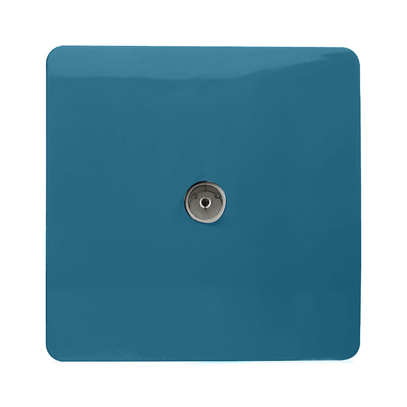 Trendi, Artistic Modern TV Co-Axial 1 Gang Ocean Blue Finish, BRITISH MADE, (25mm Back Box Required), 5yrs Warranty • ART-TVOB