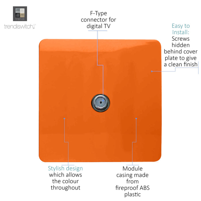 Trendi, Artistic Modern TV Co-Axial 1 Gang Orange Finish, BRITISH MADE, (25mm Back Box Required), 5yrs Warranty • ART-TVSOR