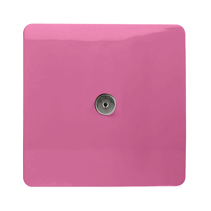 Trendi, Artistic Modern TV Co-Axial 1 Gang Pink Finish, BRITISH MADE, (25mm Back Box Required), 5yrs Warranty • ART-TVSPK