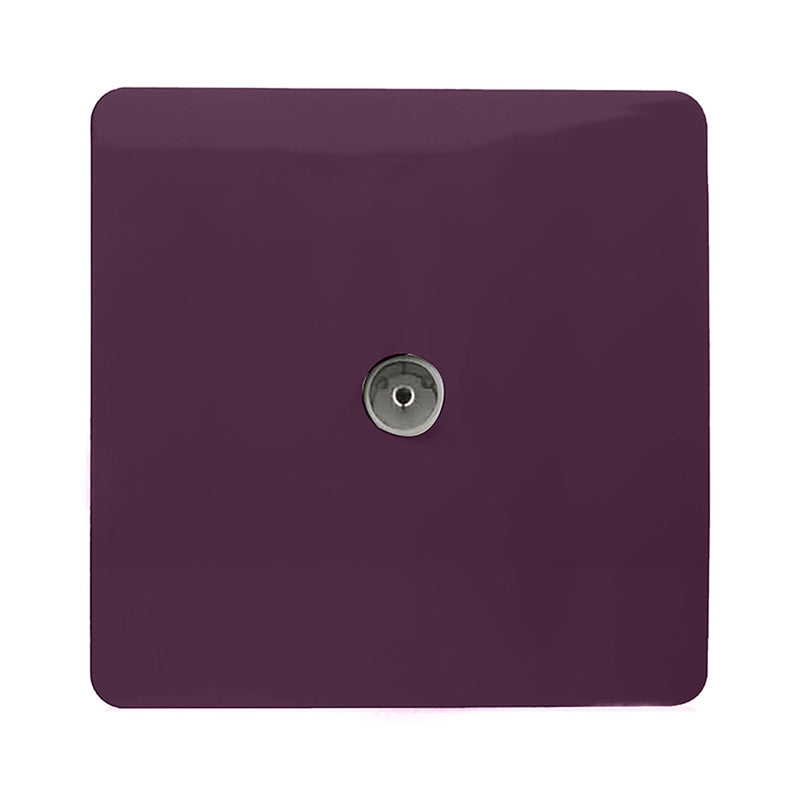 Trendi, Artistic Modern TV Co-Axial 1 Gang Plum Finish, BRITISH MADE, (25mm Back Box Required), 5yrs Warranty • ART-TVSPL