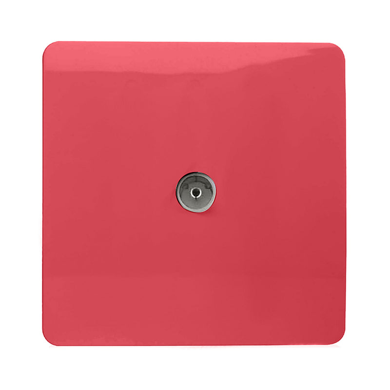 Trendi, Artistic Modern TV Co-Axial 1 Gang Strawberry Finish, BRITISH MADE, (25mm Back Box Required), 5yrs Warranty • ART-TVSSB