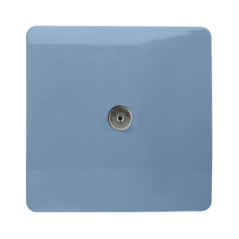 Trendi, Artistic Modern TV Co-Axial 1 Gang Sky Finish, BRITISH MADE, (25mm Back Box Required), 5yrs Warranty • ART-TVSSK