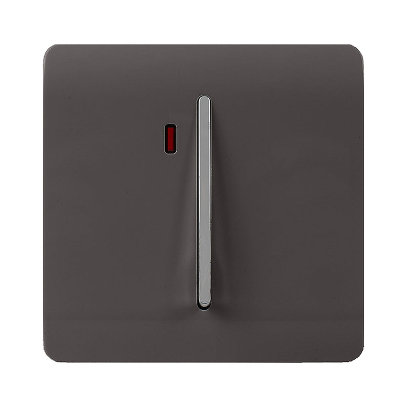 Trendi, Artistic Modern 45 Amp Neon Insert Double Pole Switch Dark Brown Finish, BRITISH MADE, (35mm Back Box Required), 5yrs Warranty • ART-WHS2DB