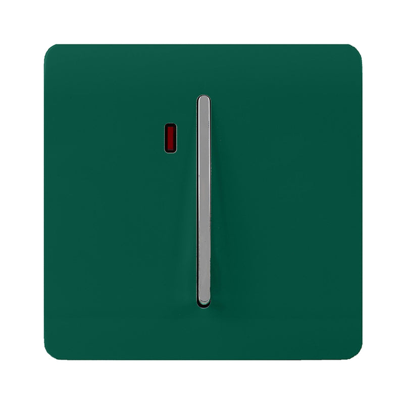 Trendi, Artistic Modern 20 Amp Neon Insert Double Pole Switch Dark Green Finish, BRITISH MADE, (25mm Back Box Required), 5yrs Warranty • ART-WHS1DG
