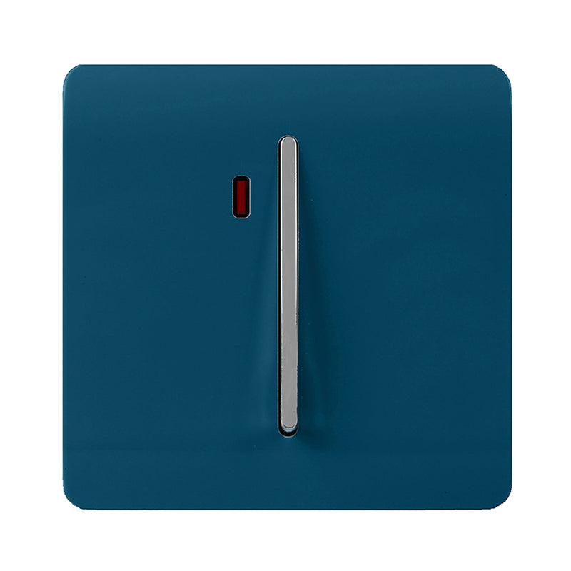Trendi, Artistic Modern 20 Amp Neon Insert Double Pole Switch Midnight Blue Finish, BRITISH MADE, (25mm Back Box Required), 5yrs Warranty • ART-WHS1MD