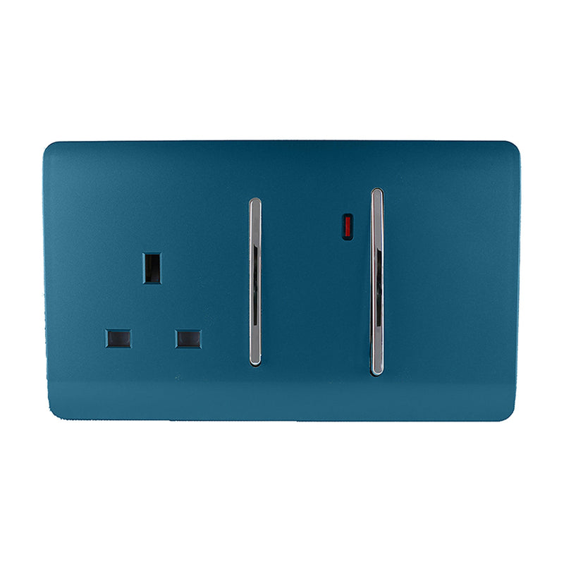 Trendi, Artistic Modern Cooker Control Panel 13amp with 45amp Switch Midnight Blue Finish, BRITISH MADE, (47mm Back Box Required), 5yrs Warranty • ART-WHS213MD