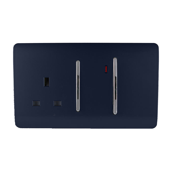Trendi, Artistic Modern Cooker Control Panel 13amp with 45amp Switch Navy Blue Finish, BRITISH MADE, (47mm Back Box Required), 5yrs Warranty • ART-WHS213NV