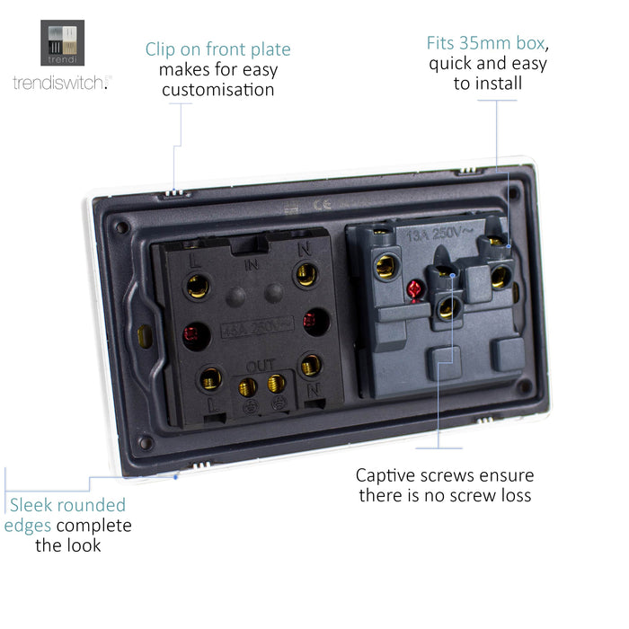 Trendi, Artistic Modern Cooker Control Panel 13amp with 45amp Switch Gold Finish, BRITISH MADE, (47mm Back Box Required), 5yrs Warranty • ART-WHS213GO