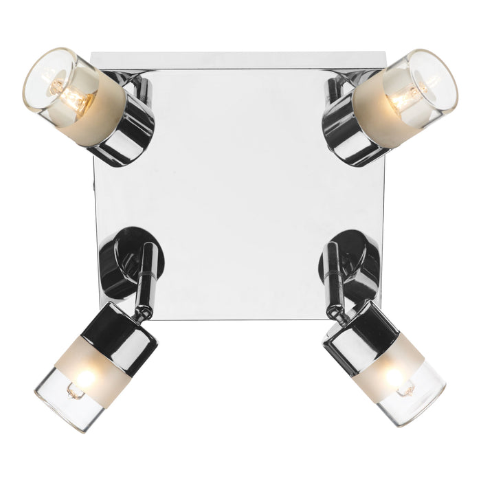 Dar Lighting Artemis Bathroom 4 Light Spotlight Polished Chrome Glass IP44 • ART8550
