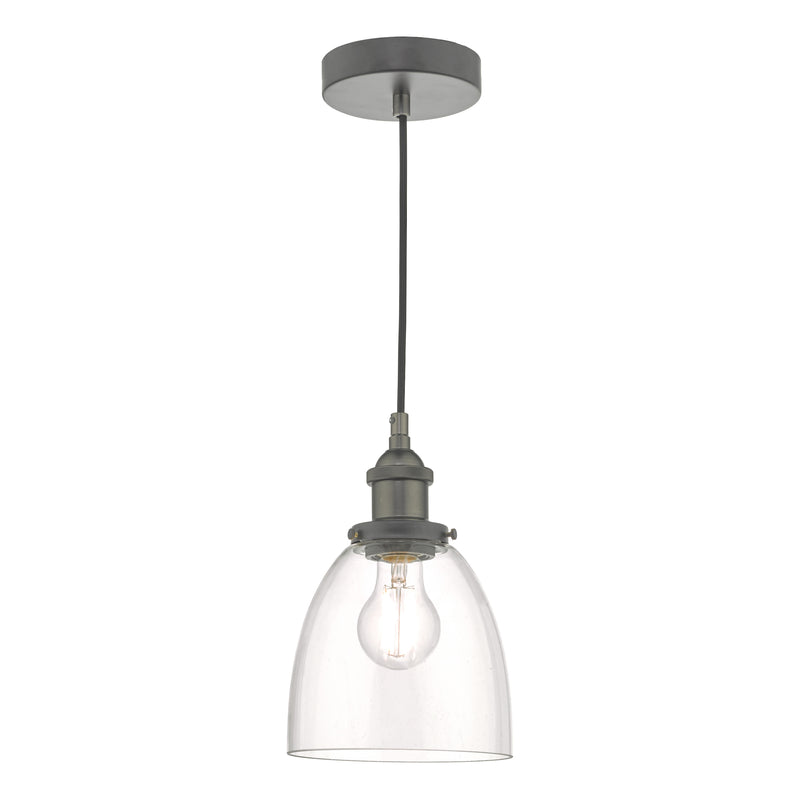 Dar Lighting Arvin Pendant Antique Chrome & Glass • ARV0161