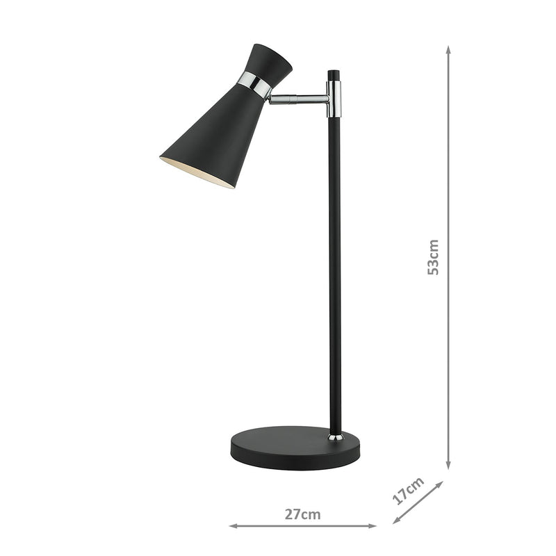 Dar Lighting Ashworth Table Lamp Matt Black & Polished Chrome • ASH4122