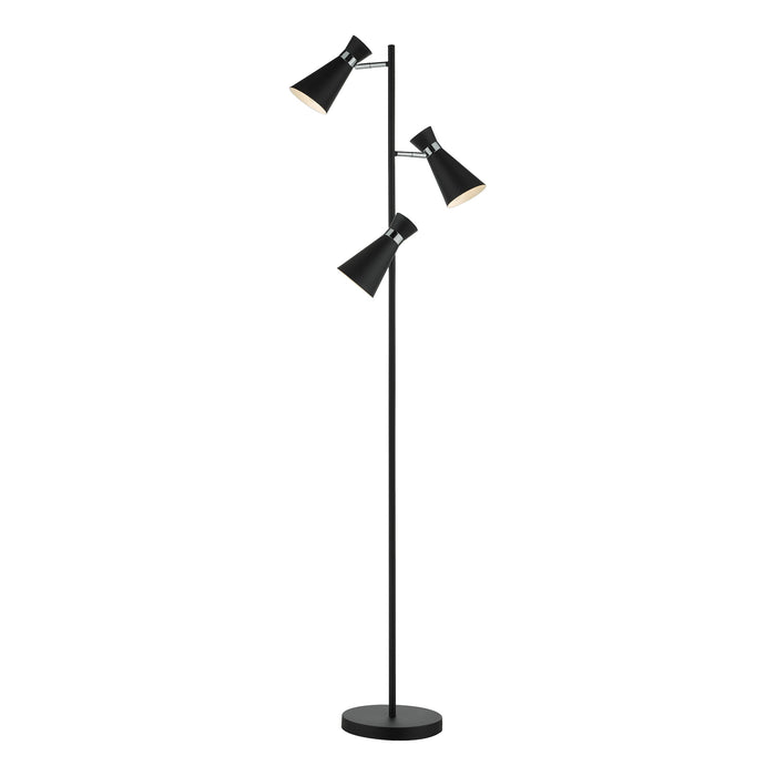 Dar Lighting Ashworth 3 Light Floor Lamp Matt Black & Polished Chrome • ASH4922