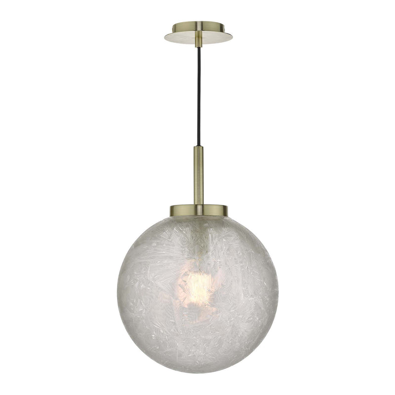 Dar Lighting Avari 1 Light Pendant Satin Brass And Clear Frosted Glass • AVA0141