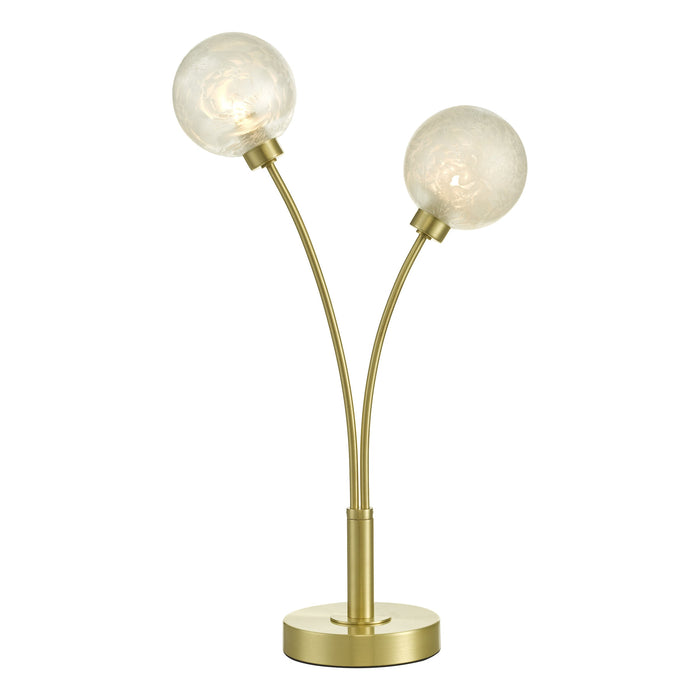 Dar Lighting Avari 2 Light Table Lamp Satin Brass Glass • AVA4241