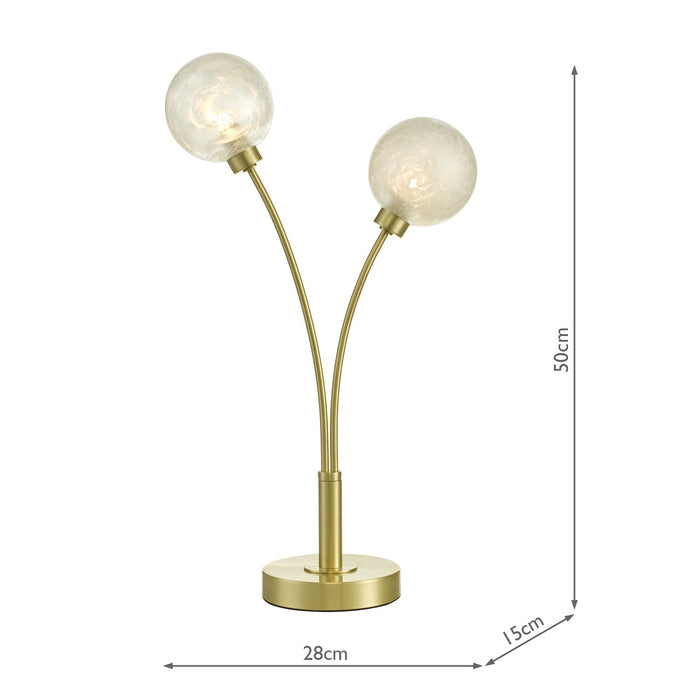 Dar Lighting Avari 2 Light Table Lamp Satin Brass Glass • AVA4241