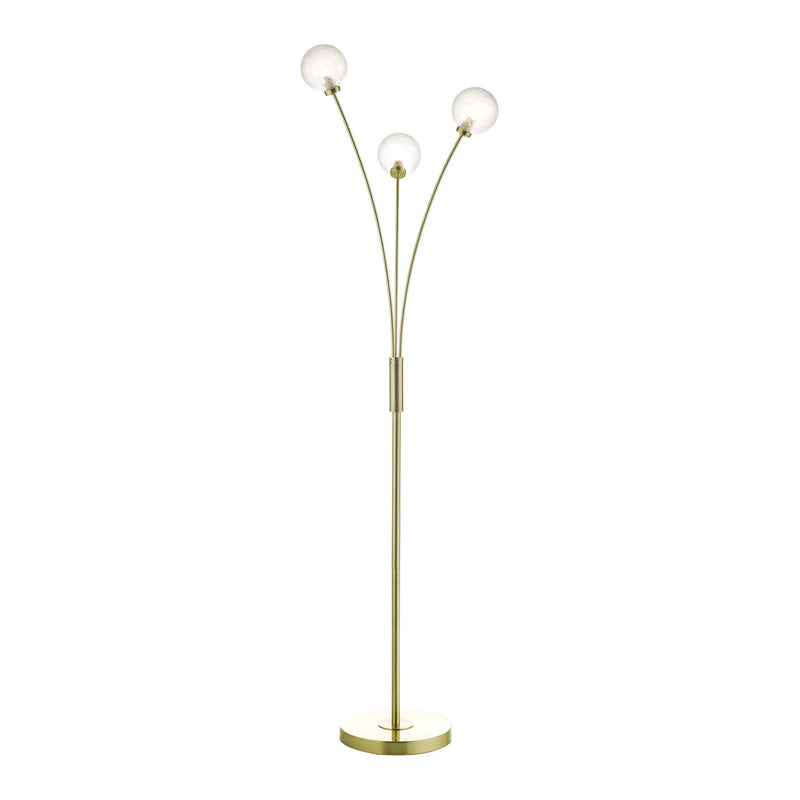 Dar Lighting Avari 3 Light Floor Lamp Satin Brass Glass • AVA4941